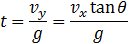 t=v_y/g=(v_x tan⁡θ)/g