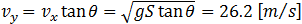 v_y=v_x tan⁡θ=√(gS tan⁡θ)=26.2 [m⁄s]