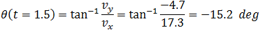 v=√(v_x^2+v_y^2 )=√(13^2+2.3^2 )=13.2 m/s