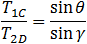 T_1C/T_2D =sin⁡θ/sin⁡γ