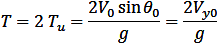  t=2 t_u=-(2V_0  sin⁡θ_0)/g=-(2V_y0)/g