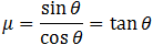 Friction coefficient of a tilted surface