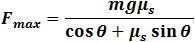 Maximum F for rest condition