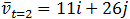 v ̅_(t=2)=11i+26j