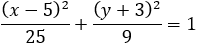 (x-5)^2/16+(y+3)^2/9=1
