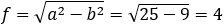 f=√(a^2-b^2 )=√(25-9)=4