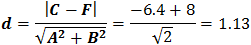 Distance d between the lines