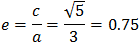 e=c/a=√5/3=0.75
