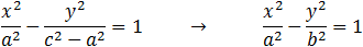 x^2/a^2 -y^2/(c^2-a^2 )=1
