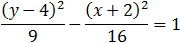 (y-4)^2/9-(x+2)^2/16=1