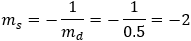 m_s=-1/m_d =-1/0.5=-2