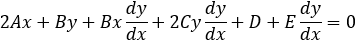 2A+Bx dy/dx+2Cy dy/dx+C+E dy/dx=0