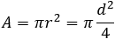 A = π R ^ 2