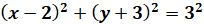 (x-2)^2+(y+3)^2=r^2