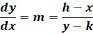 dy/dx=m=(-2x-3)/(2y-4)=(-2∙(-4)-3)/(2∙1-4)=-2.5