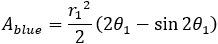 A_blue=〖r_1〗^2/2 (θ_1-sin⁡〖θ_1 〗 )