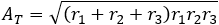 A_T=√((r_1+r_2+r_3 ) r_1 r_2 r_3 )