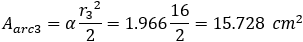 A_arc3=α 〖r_3〗^2/2=1.966 16/2=15.728  〖cm〗^2