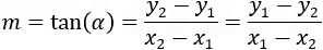 m=tan⁡(α)=(y_2-y_1)/(x_2-x_(1 ) )=(y_1-y_2)/(x_1-x_(2 ) )