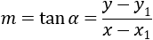 m=(y-y_1)/(x-x_1 )