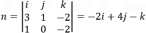 n=|■(i&j&k@3&1&-2@1&0&-2)|=-2i+4j-k