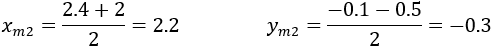 x_m1=(2.4+2)/2=2.2  y_m1=(-0.1-0.5)/2=-0.3