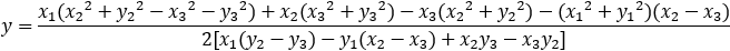 y coordinate of sides perpendicular bisectors intersection