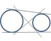 Tangent lines between two circles